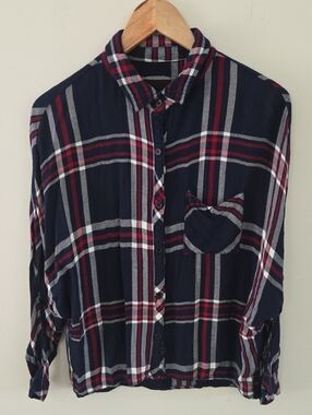 Rails Oversized Dark Navy W/ Red & White Plaid -  Button-Down Shirt
